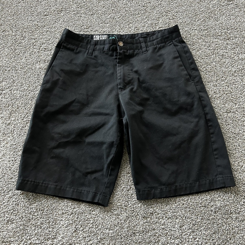 Volcom Chino Shorts Mens 30 Black Flat Front 11 Inseam Regular Fit Casual Summer